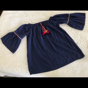 Size small blue boho off the shoulder top